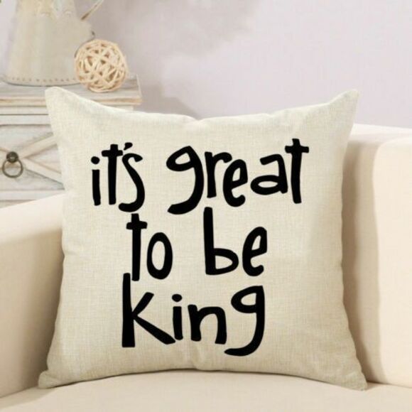 Great To Be King Better To Be Queen Pillow Covers Word Art Linen Bundle of 2 NEW - Picture 2 of 5